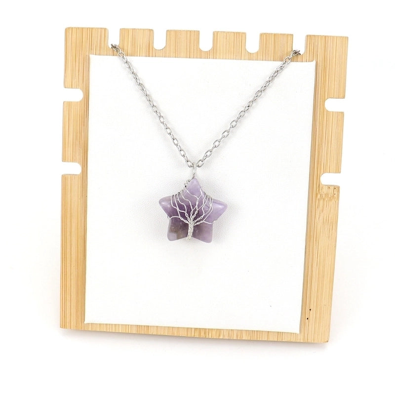 Minimalist Star Natural Stone Ferroalloy Patchwork Pendant Necklace