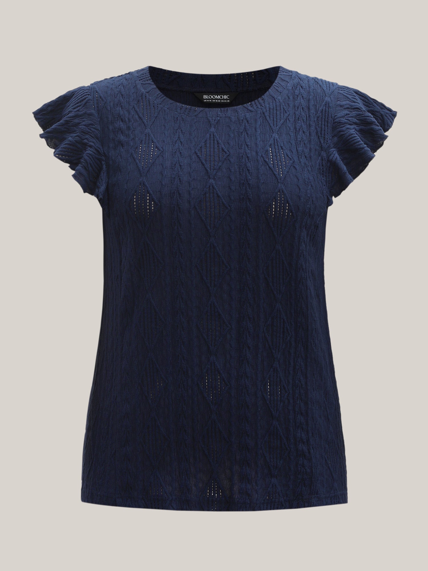 Textured Solid Flutter Sleeve Plain Top