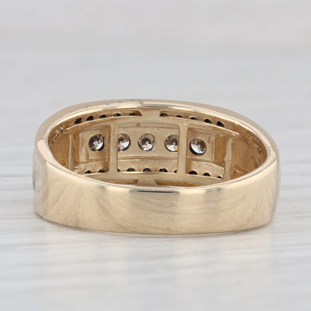 0.50ctw Brown Black Diamond Ring 14k Yellow Gold Size 10 Men's Wedding