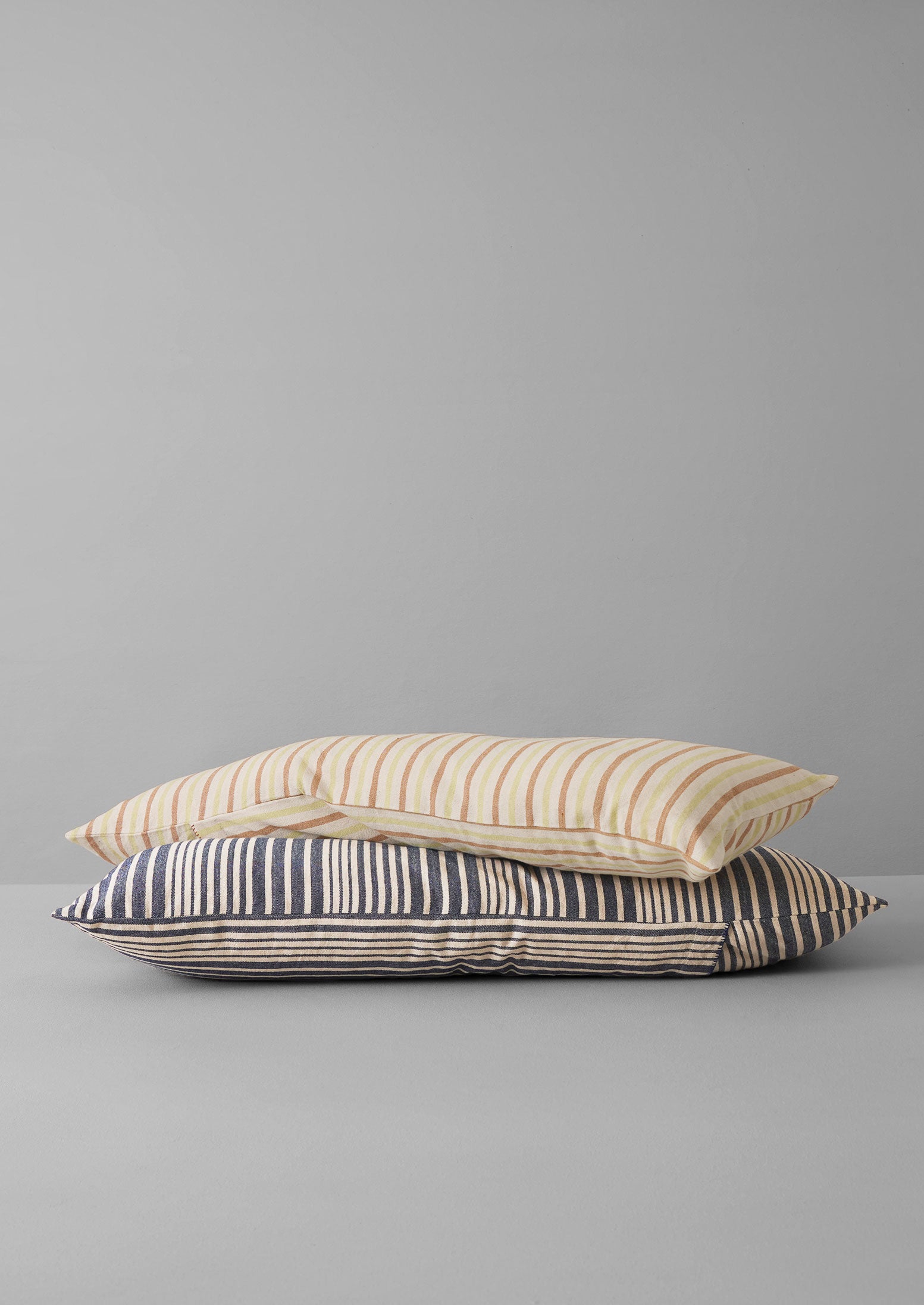 Hand Woven Stripe Bolster Cushion | Indigo/Ecru