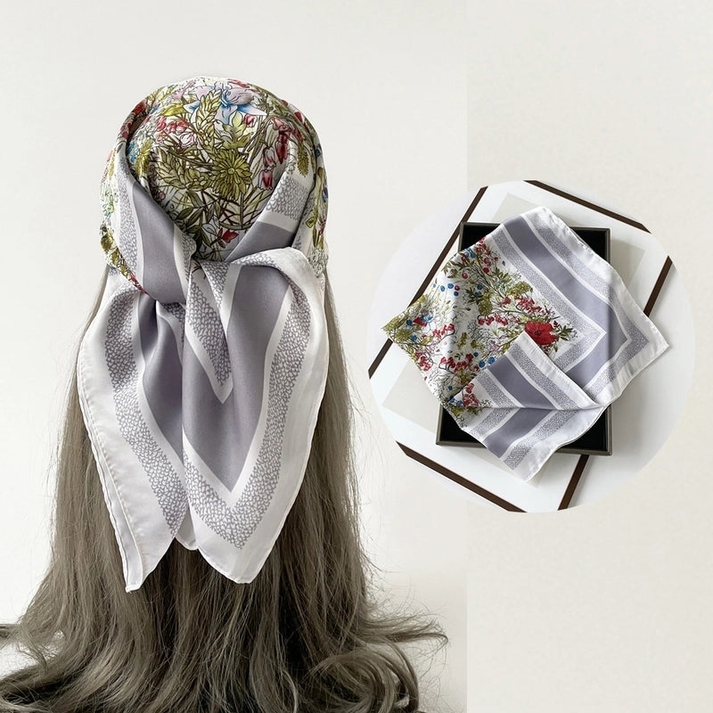 Women's Casual Hip-Hop Sports Paisley Satin Printing And Dyeing Silk Scarf