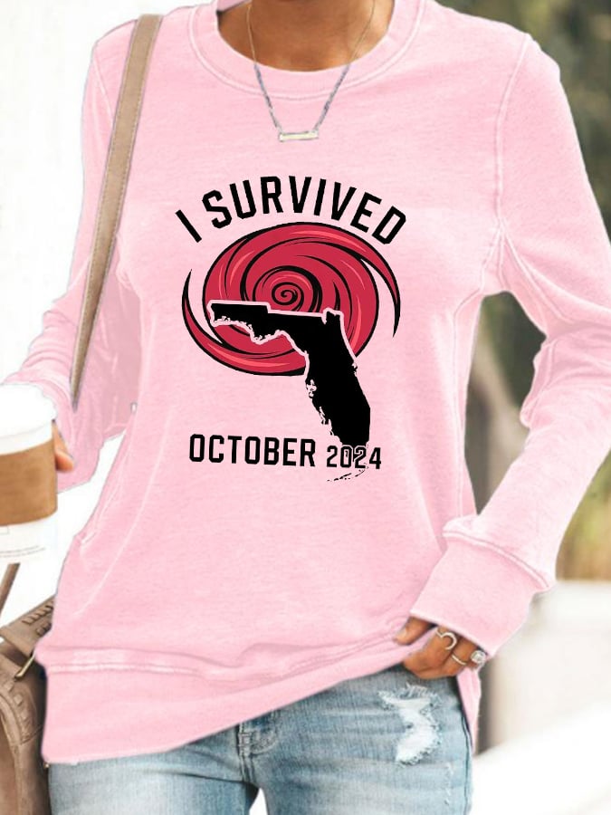 Women's I Survived OCTOBER 2024 Print Sweatshirt