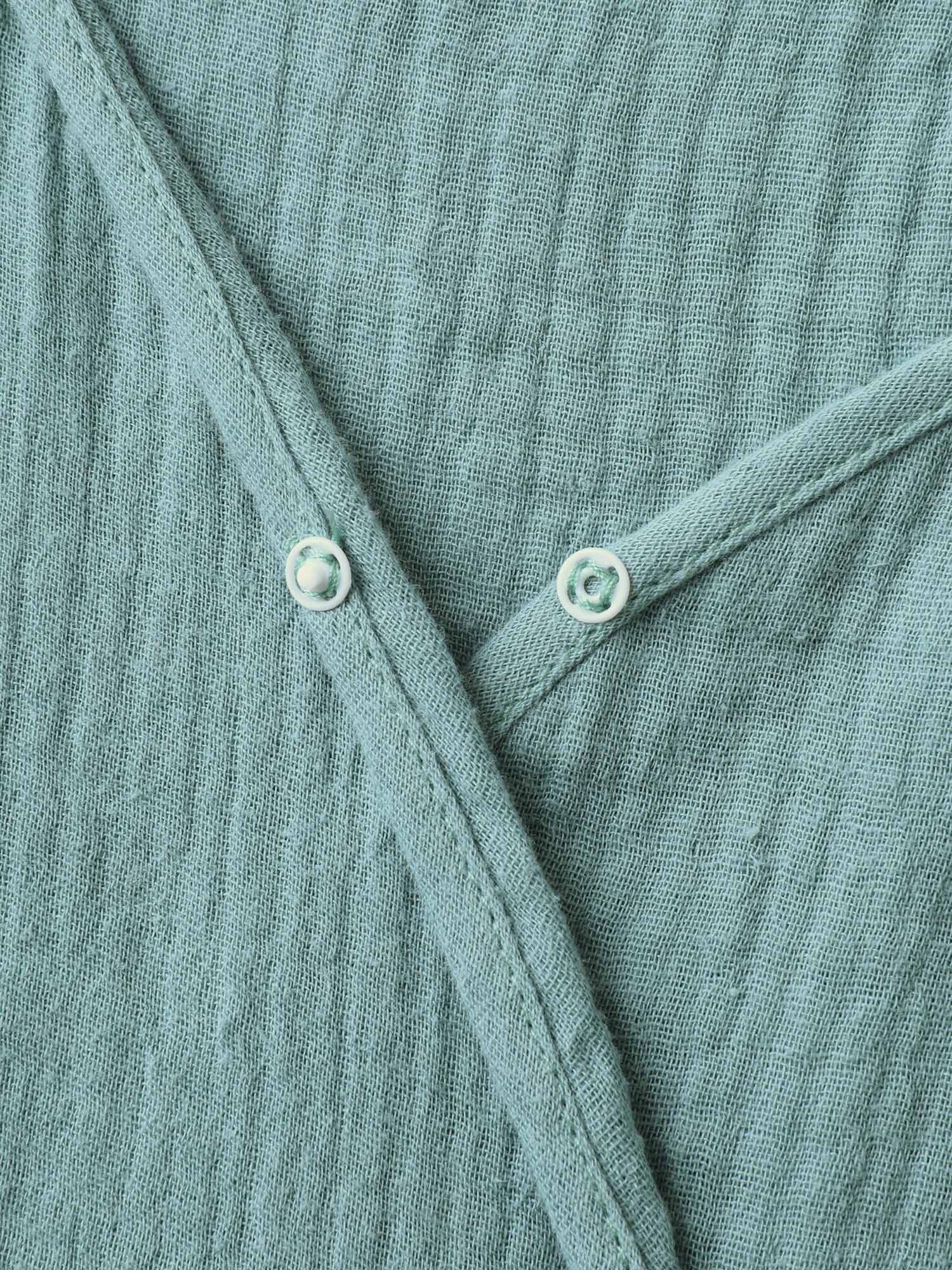 Cotton Textured Cinched-Waist A-Line Midi Dress