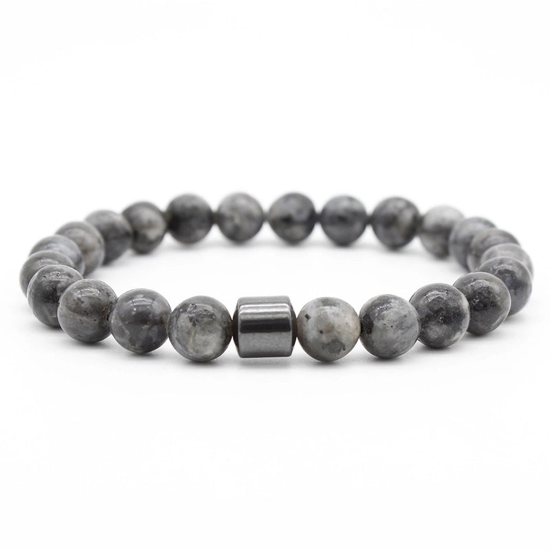 Fashion Geometric Natural Stone Elastic String Magnetic Black Gall Stone Woven Chain Bracelets In Bulk