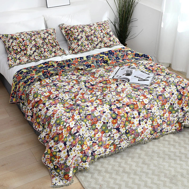 New Gauze Towel Quilt Adult Summer Cool Quilt Single Double Breathable Cotton Yarn Towel Blanket Lunch Break Cover Blanket Bedroom Bed Sheet