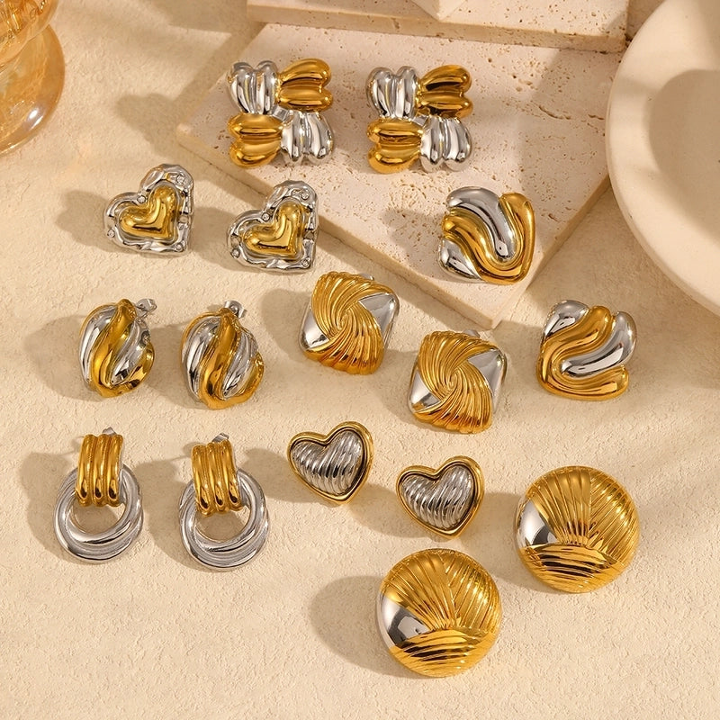 Fashion Popular Gold And Silver Color Matching Two-Color Geometric Stainless Steel Ornament Non-Fading Ornament Combination
