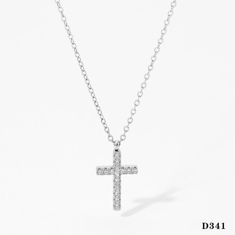 Modern Style Artistic Cross 304 Stainless Steel 16K Gold Plated White Gold Plated Necklace