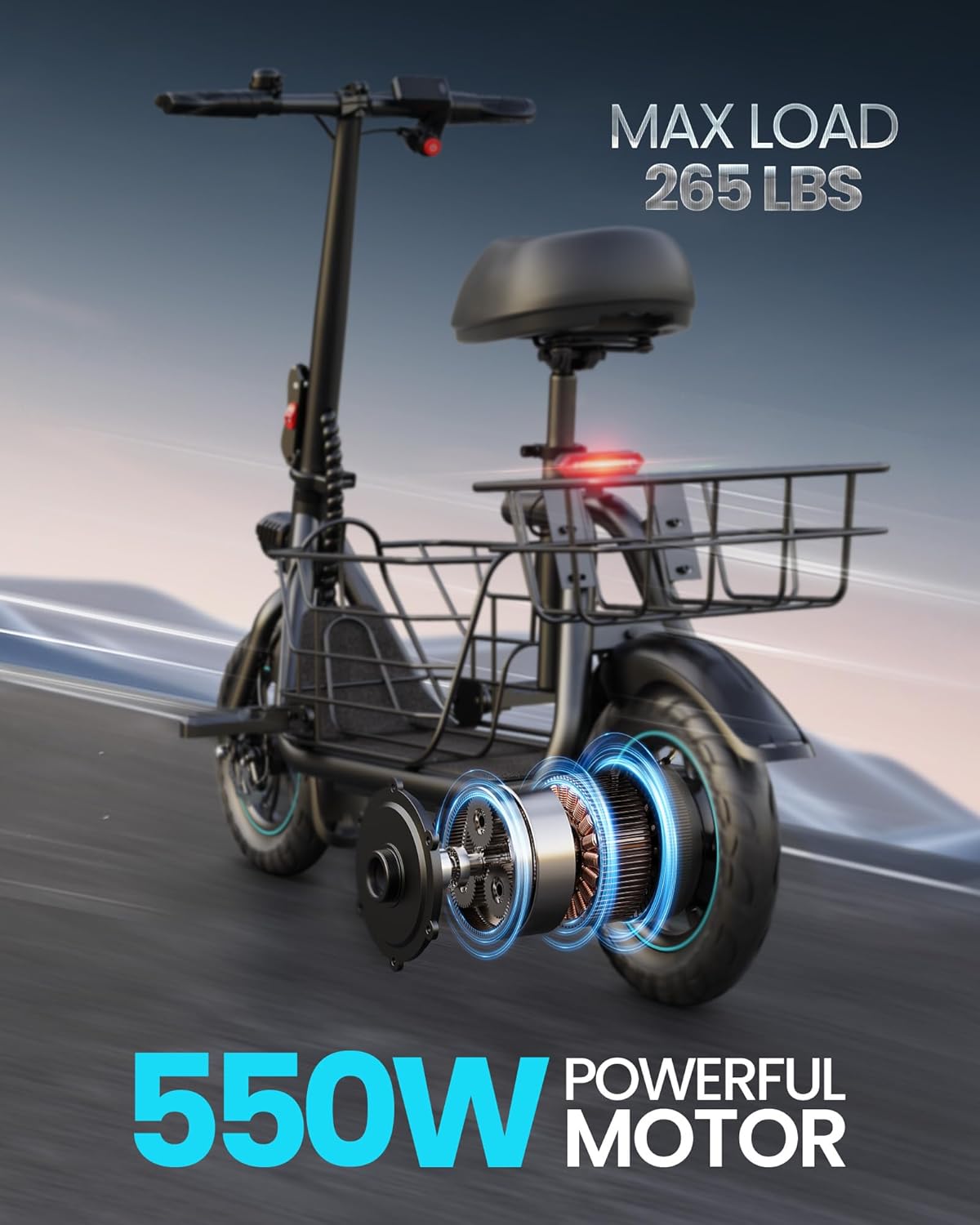 💥Last Day $39.99! 🔥Gyroor Adults Electric Scooter with Large Middle Basket