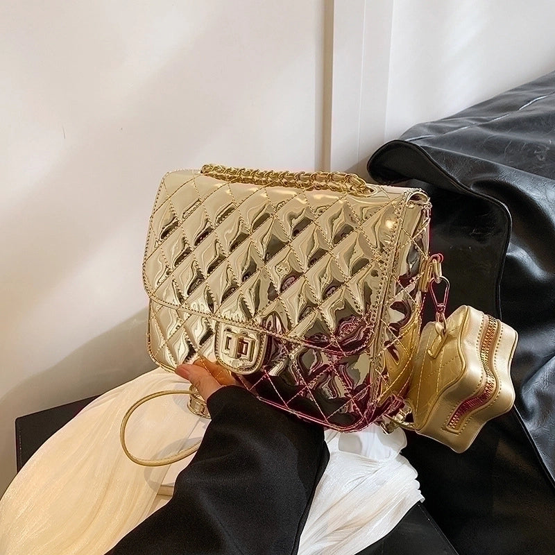 Women's Pu Leather Argyle Classic Style Square Lock Clasp Fashion Backpack
