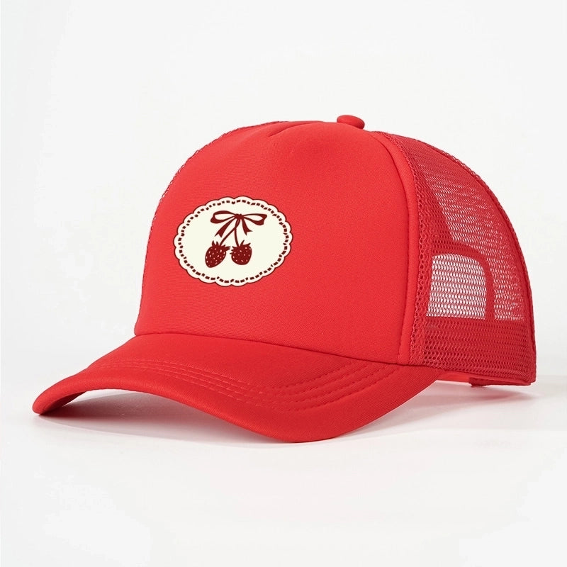 Unisex Commute Strawberry Bow Knot Curved Eaves Baseball Cap