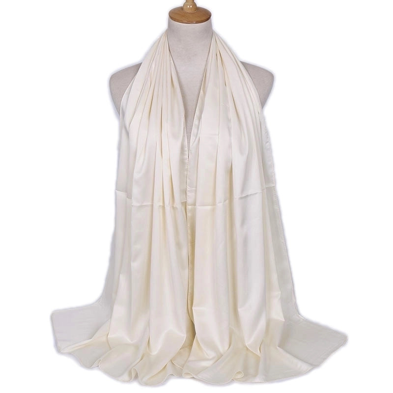 Women's Lady Solid Color Satin Silk Scarves