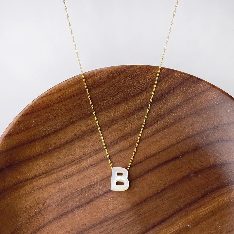 316L Stainless Steel  18K Gold Plated Minimalist Irregular Letter Shell Pendant Necklace