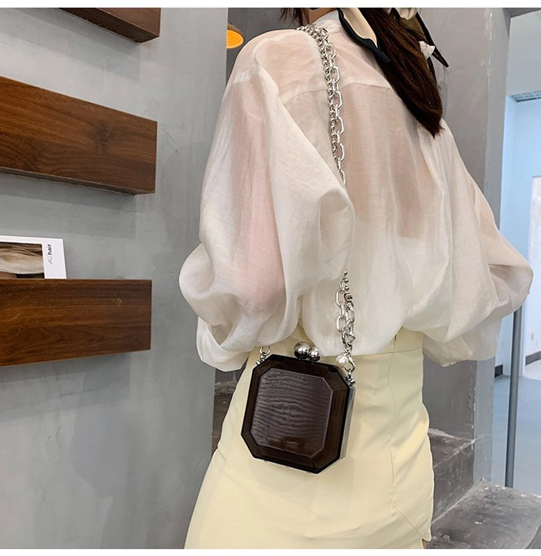 Women's Arylic Solid Color Streetwear Square Lock Clasp Shoulder Bag Crossbody Bag Chain Bag
