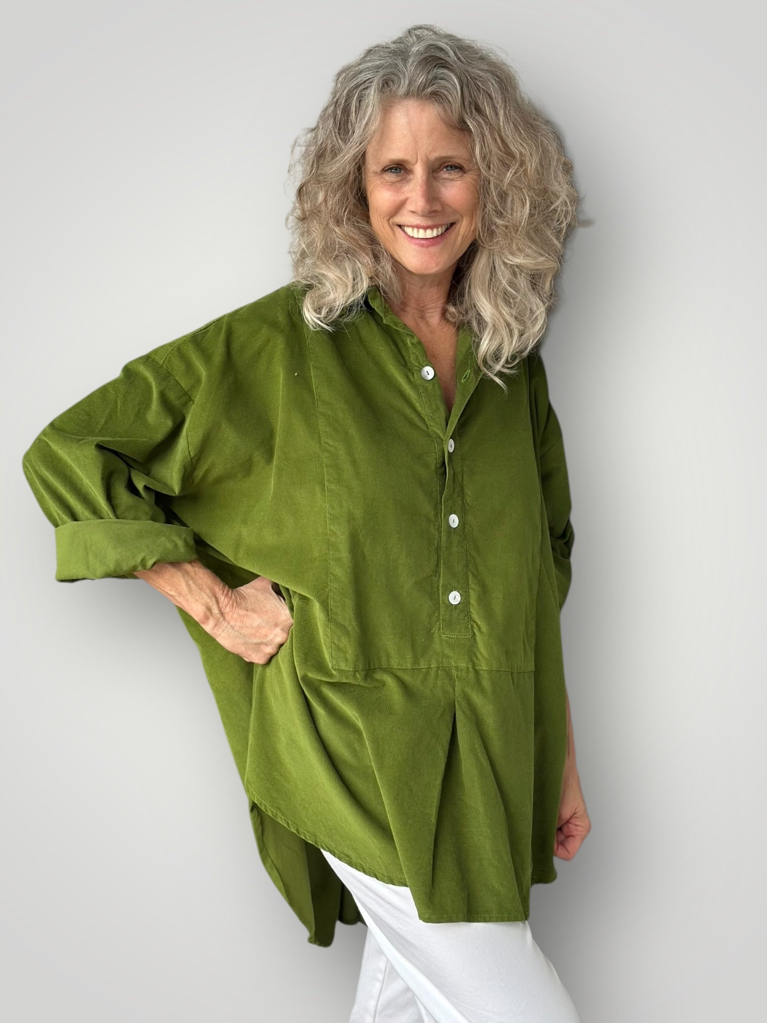 megan shirt - olive cord