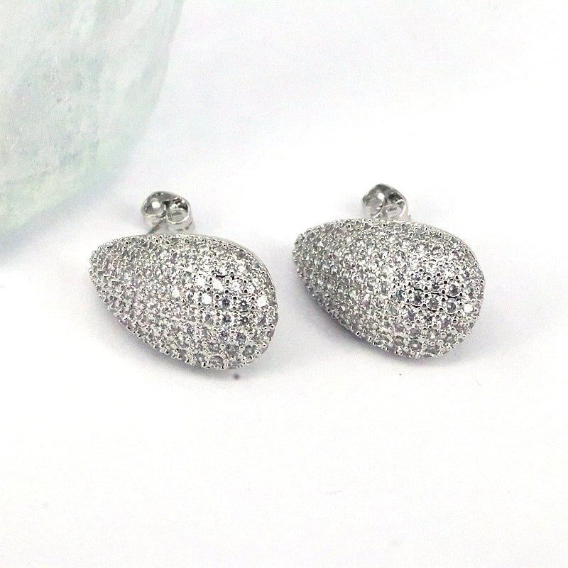 1 Pair Ig Style Minimalist Round Water Droplets Heart Shape Plating Inlay Copper Zircon 18k Gold Plated Silver Plated Ear Studs