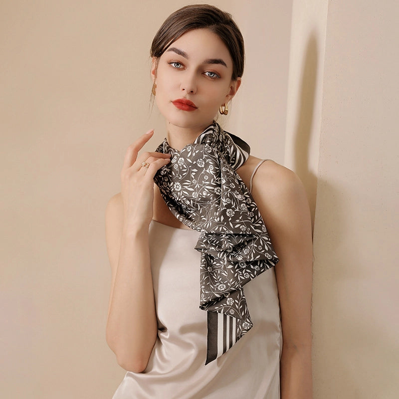 Women's  Flower Satin Silk Scarf