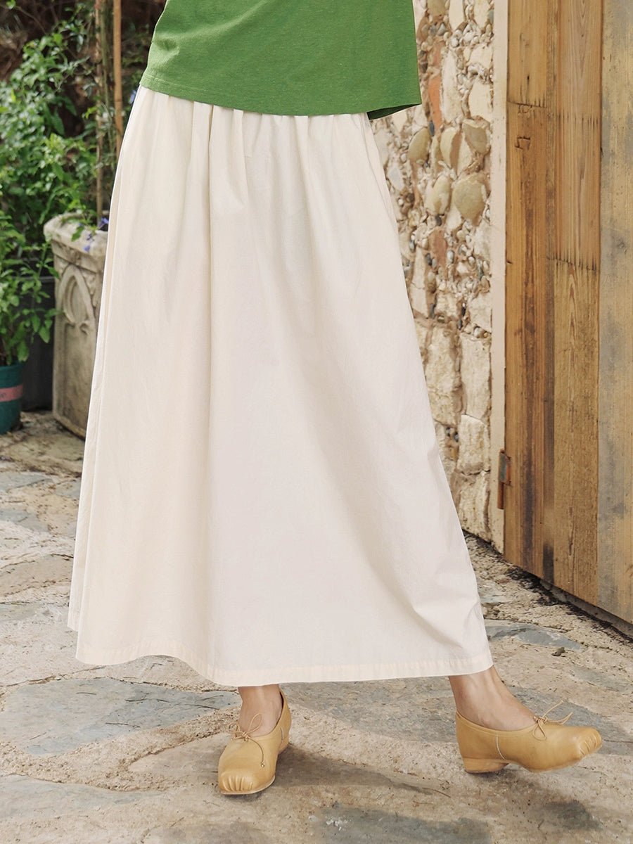 Women Summer Casual Pure Color 100%Cotton Skirt