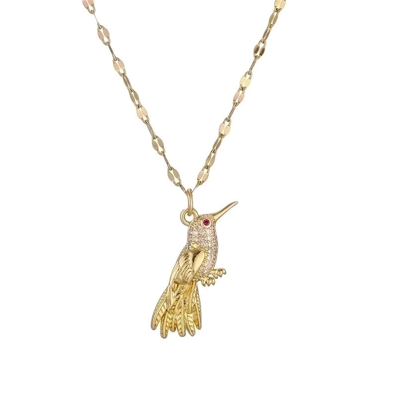 IG Style Minimalist  Bird Titanium Steel Copper Zircon Plating Inlay Pendant Necklace