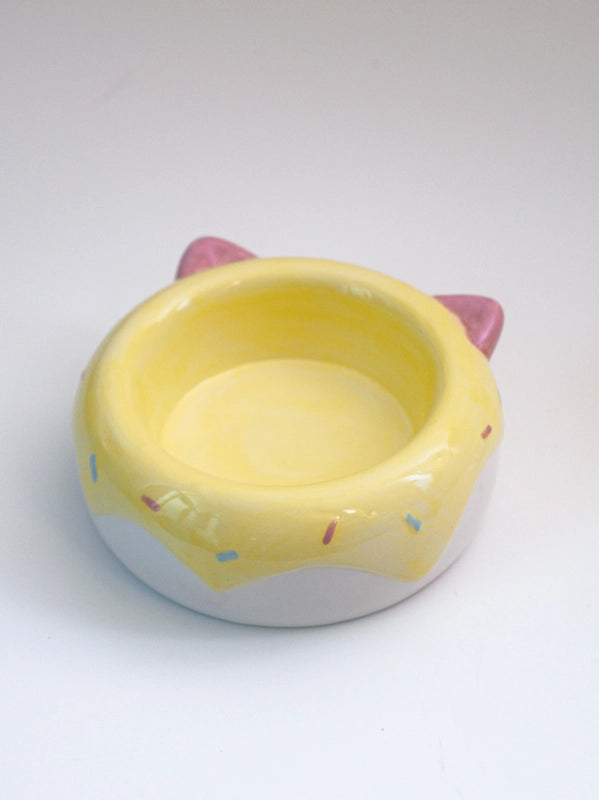 High-legged Ceramic Cat Bowl Pet Bowl Diagonal Neck Protection Brown Lion Bowl Ornaments Ceramic Storage Box Desktop Storage