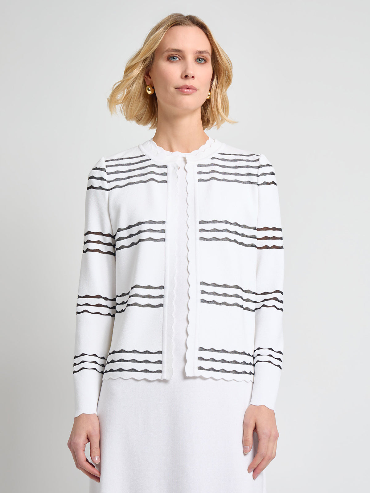 Heritage Scalloped Trim Soft Knit Jacket - True Fit