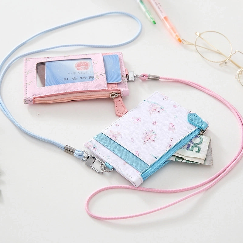 Unisex Flower Pu Leather Zipper Card Holders