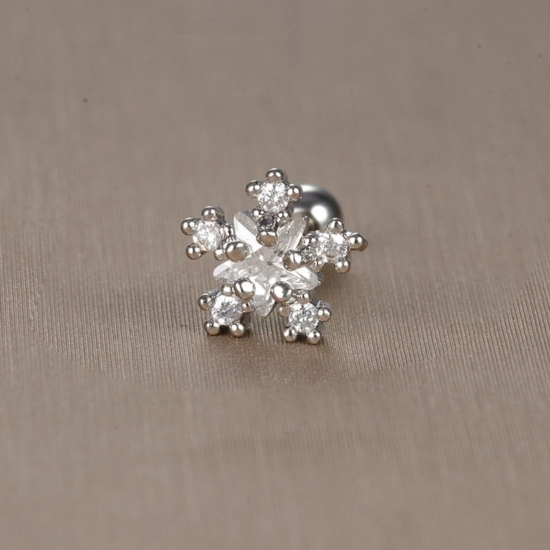 1 Piece Sweet Minimalist Flower Plating Inlay Titanium Steel Zircon Ear Studs