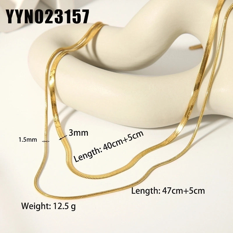 201 Stainless Steel 18K Gold Plated Modern Style Minimalist Streetwear Plating Solid Color Double Layer Necklaces