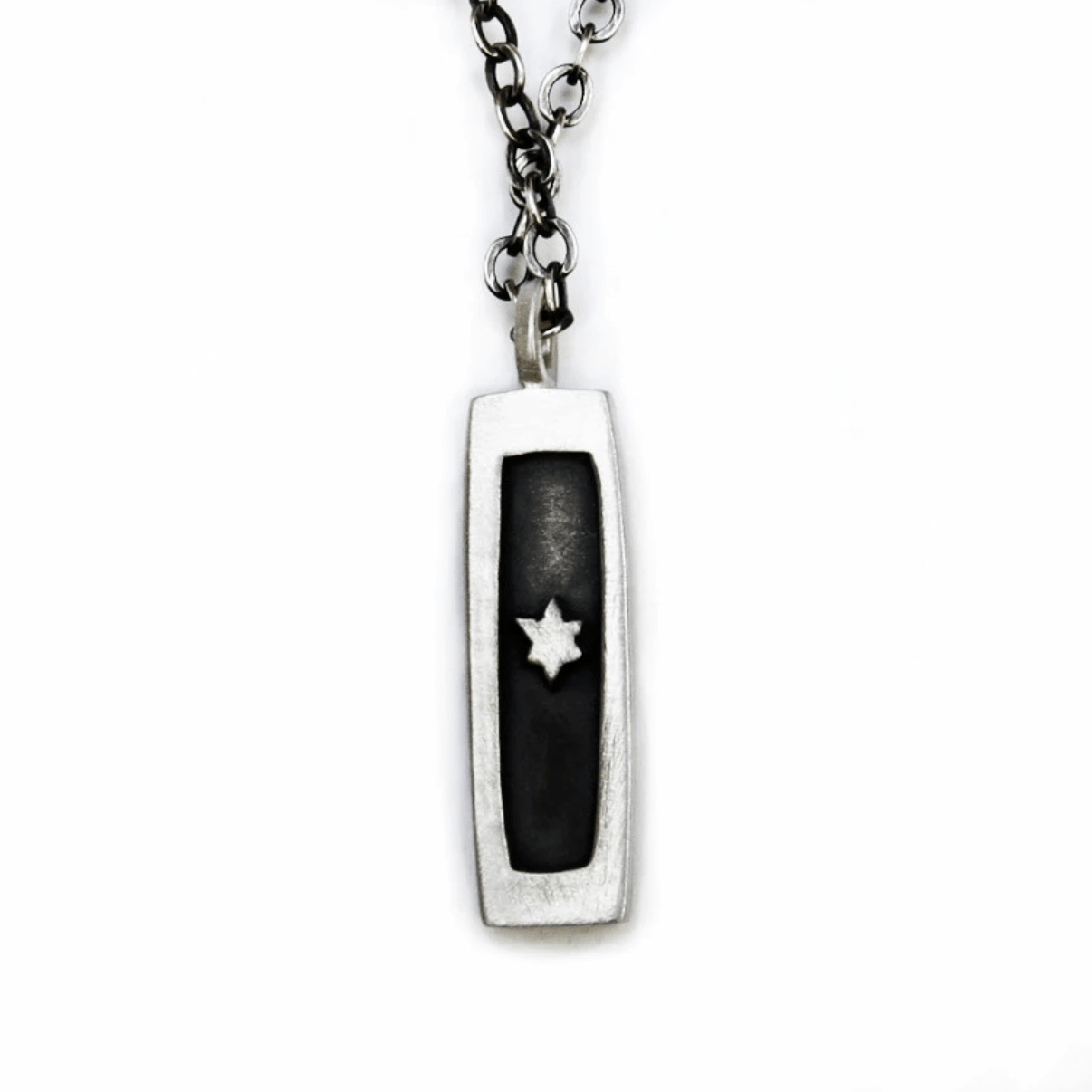 Men's Shin Mezuzah Necklace on Silver Chain