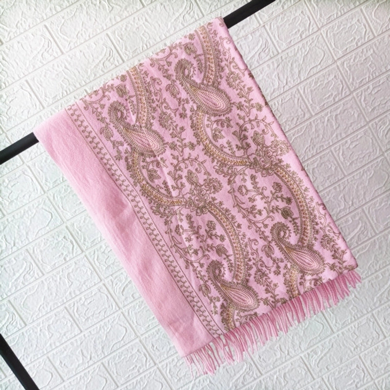 Women's Retro Printing Imitation Cashmere Embroidery Scarf