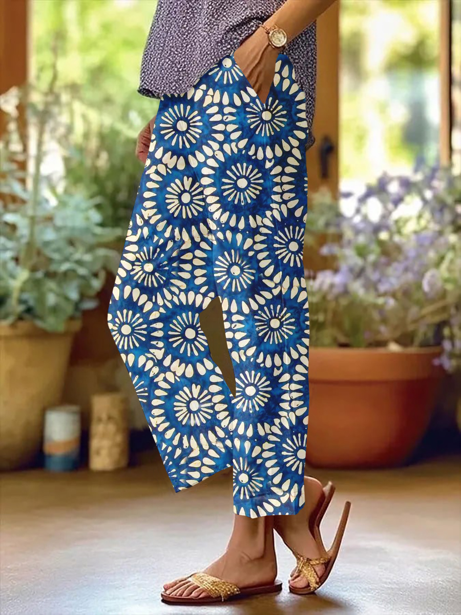 Blue Diabetes Awareness Print Trousers