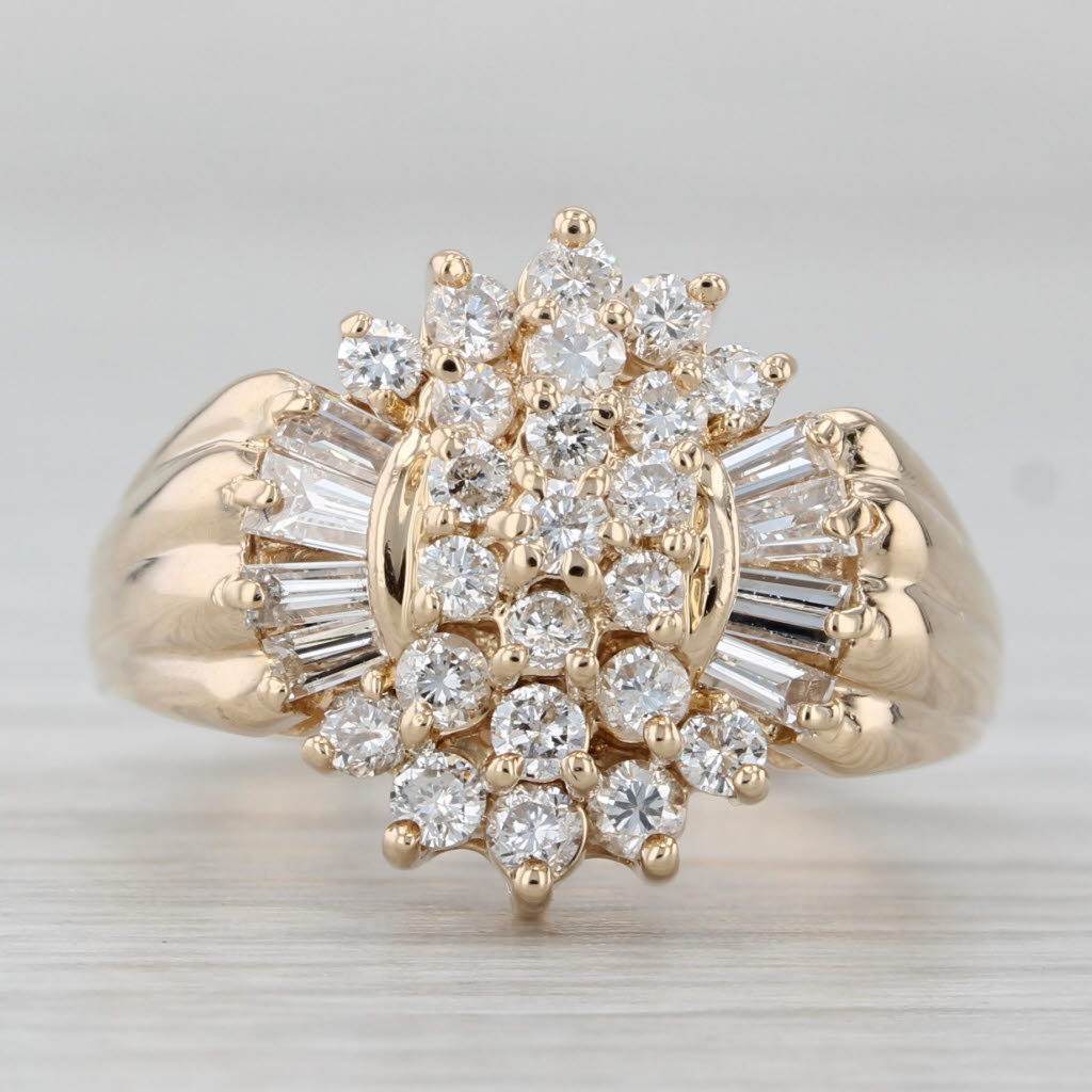 1ctw Diamond Cluster Ring 14k Yellow Gold Size 5