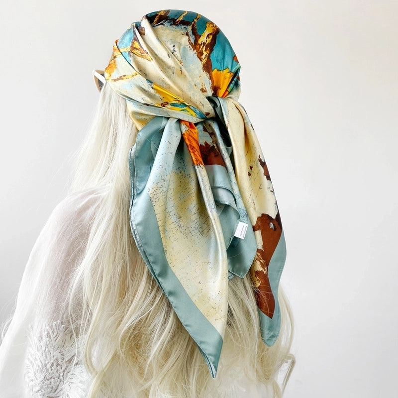 Women's Casual Printing Forest Satin Silk Scarf Kerchief Shawl