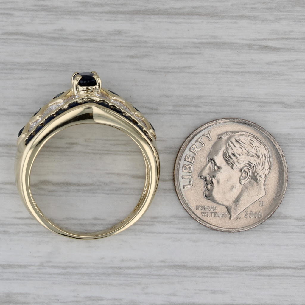 1.70ctw Blue Sapphire Ring 14k Yellow Gold Size 8 Diamond Accents