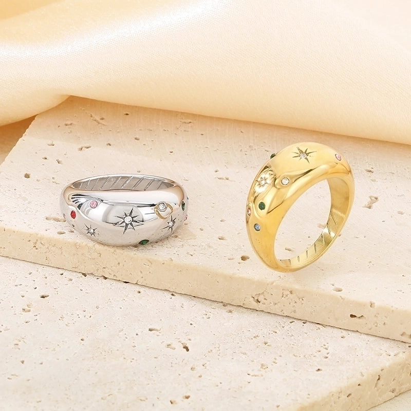 Vintage Style Classic Style Hexagram 304 Stainless Steel 18K Gold Plated Rings