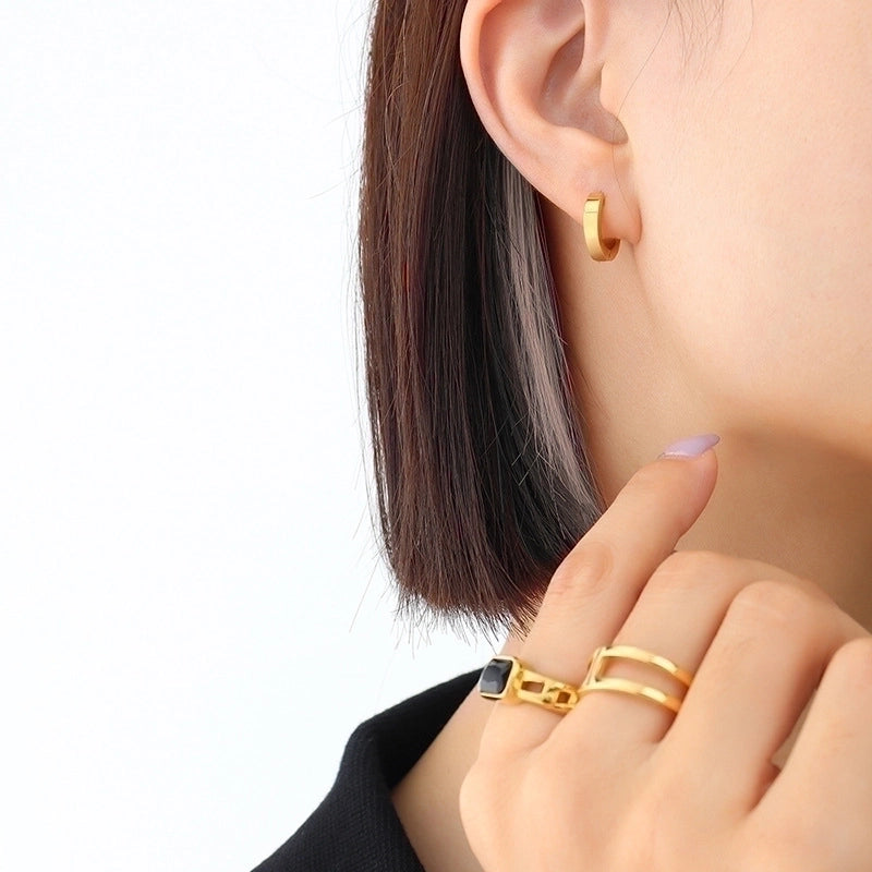 Geometric 304 Stainless Steel No Inlaid 18K Gold Plated Earrings Ear Studs