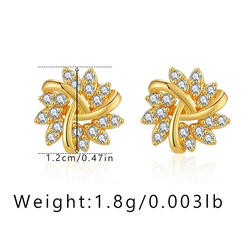 1 Pair Minimalist Geometric Inlay Copper Zircon 18K Gold Plated Ear Studs
