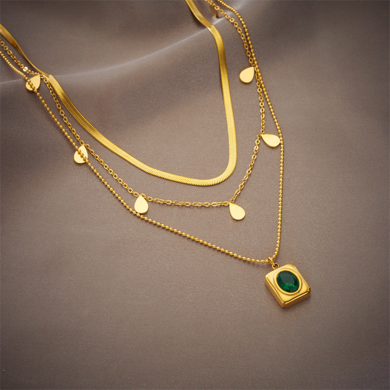 Fashion Women Square Chain Titanium Steel Electroplating Jewelry Sets