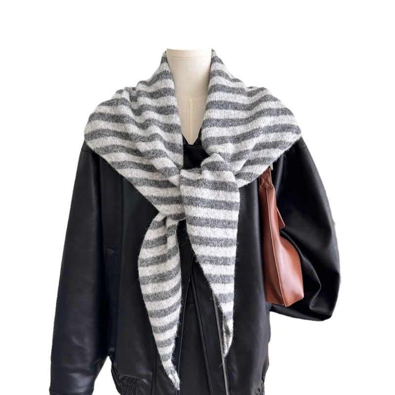 Women's Vacation Minimalist Stripe Blended Bevel Angle Shawl