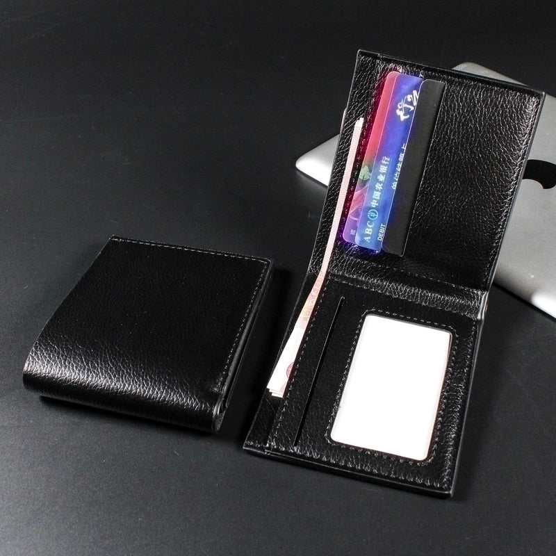 Men's Solid Color Pu Leather Open Wallets