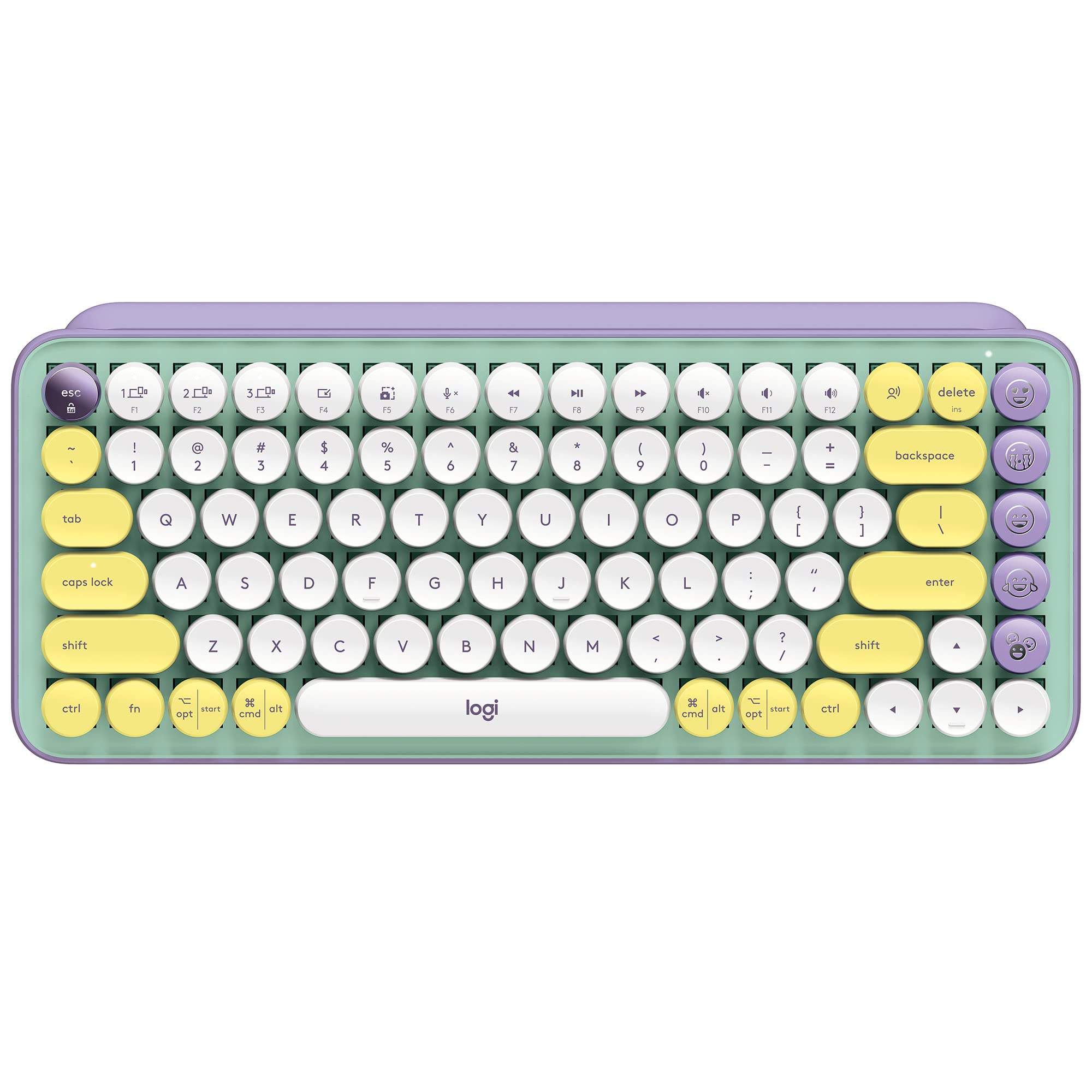 Logitech Teclado mecánico inalámbrico POP Keys con teclas Emoji (Daydream Mint) paquete con mouse inalámbrico, reposamanos, concentrador USB 3.0 de 4 puertos y alfombrilla para mouse (5 artículos)