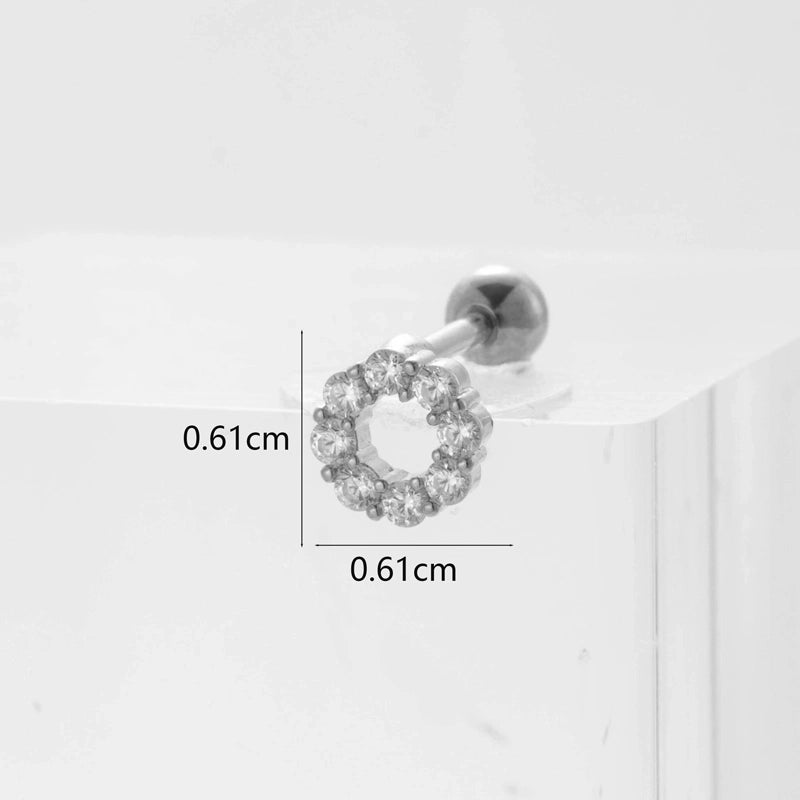 Ear Cartilage Rings & Studs Flower 316L Stainless Steel  Copper Inlaid Zircon