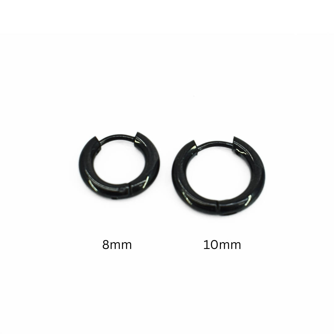 8mm Classic hoops - Black