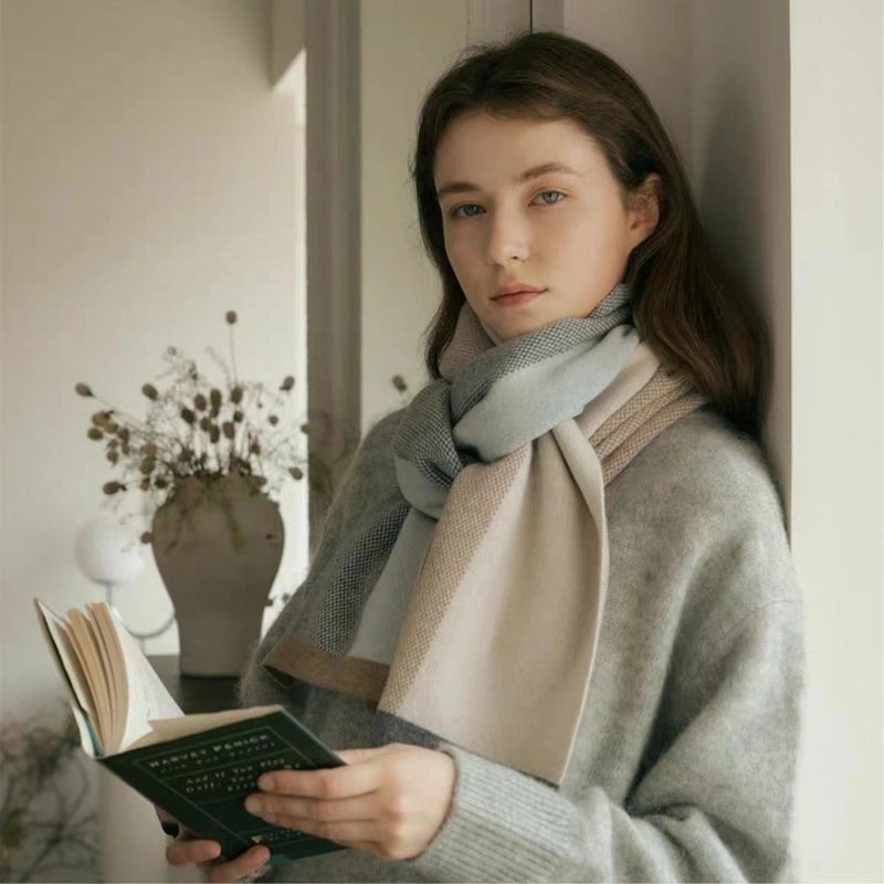 Women's Business Basic Color Block Artificial Wool Scarf