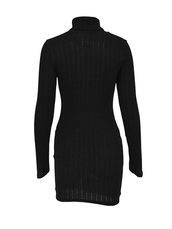Bodycon High Waisted Solid Color High Neck Mini Dresses