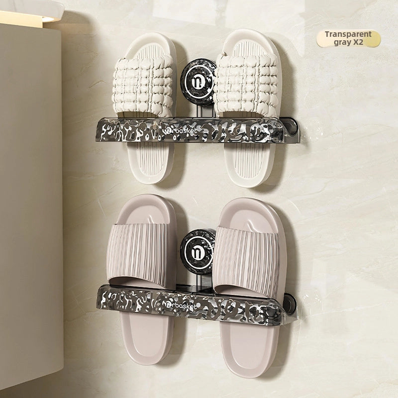 Glacier Pattern Bathroom Sucker Slipper Rack Toilet Non-perforated Wall-mounted Shoes Storage Rack Rack For Toilet