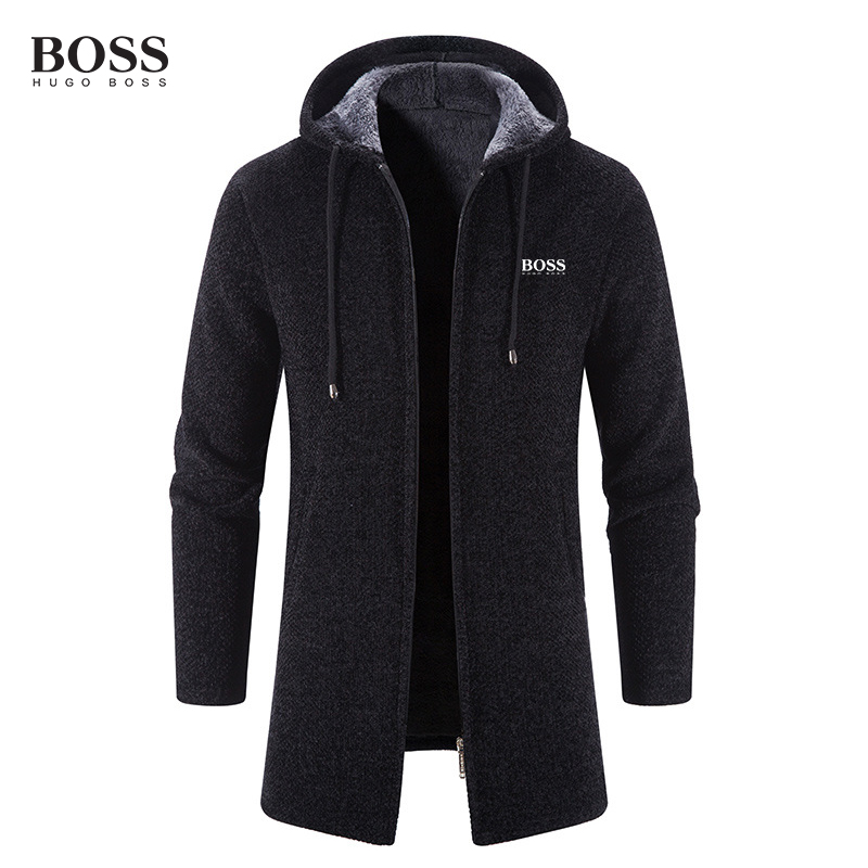 BOSS MEN-S LONG SLEEVE THICKENING CARDIGAN WARM CASUAL JACKET COAT