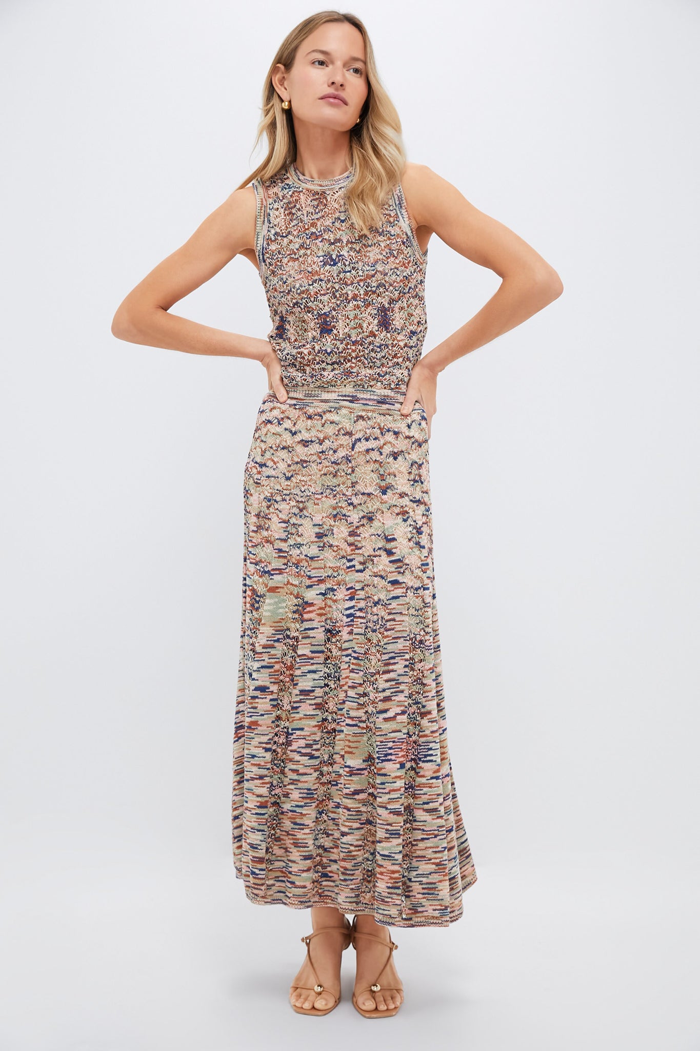 Multi Wylie Flared Knit Skirt