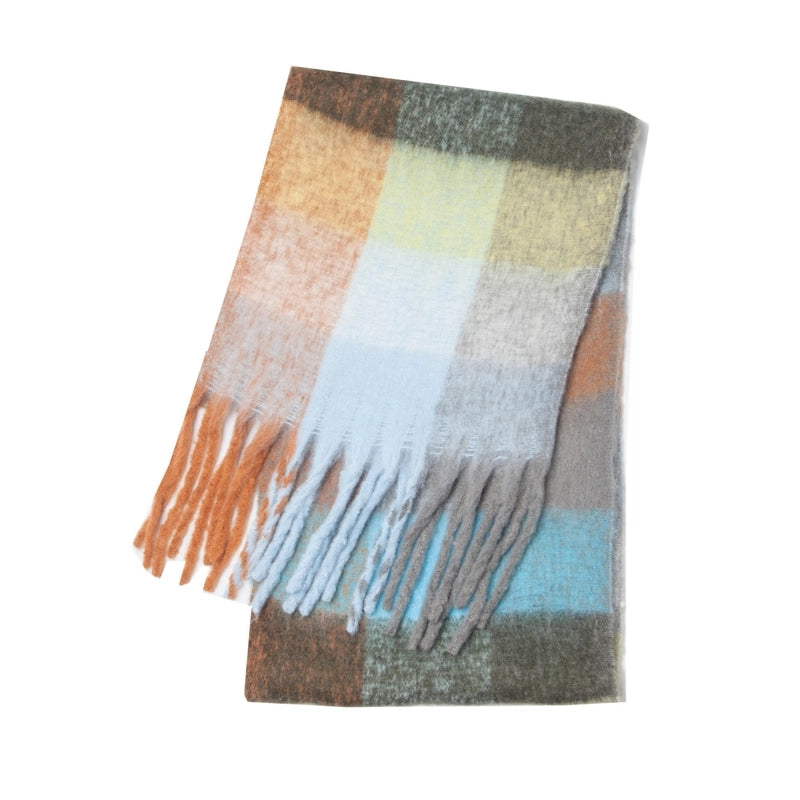 Women's Casual Minimalist Lattice Polyester Tassel Scarf