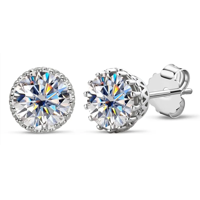 Printed Quality New Moissanite Earrings 1 Carat Light Luxury Premium Earrings