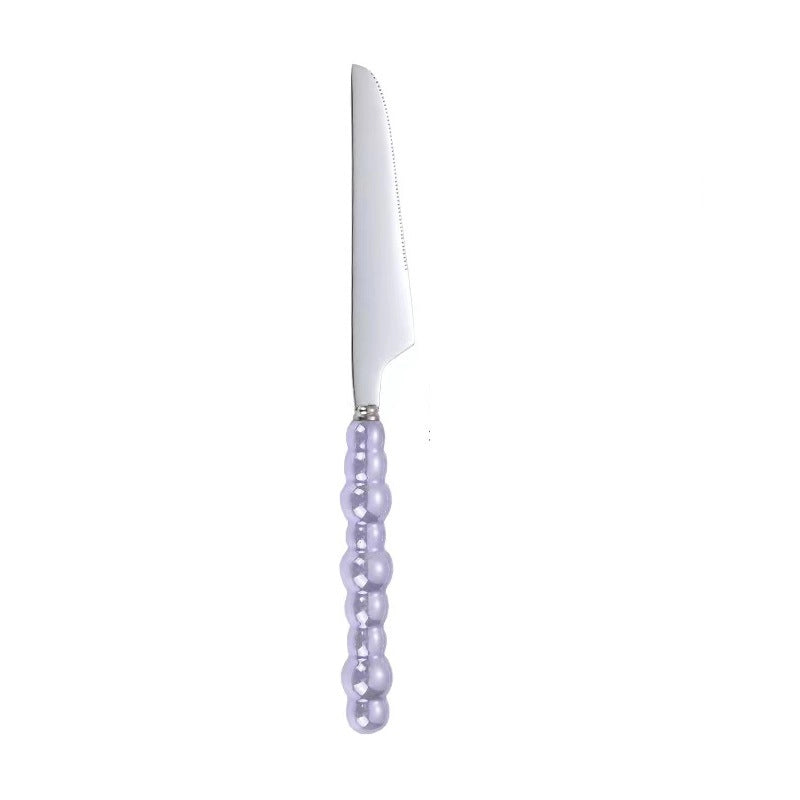 Ceramic Pearl Handle Stainless Steel Knife. Fork And Spoon Creative Light Luxury Western Food Hotel Steak Knife Dessert Spoon Tableware Suit